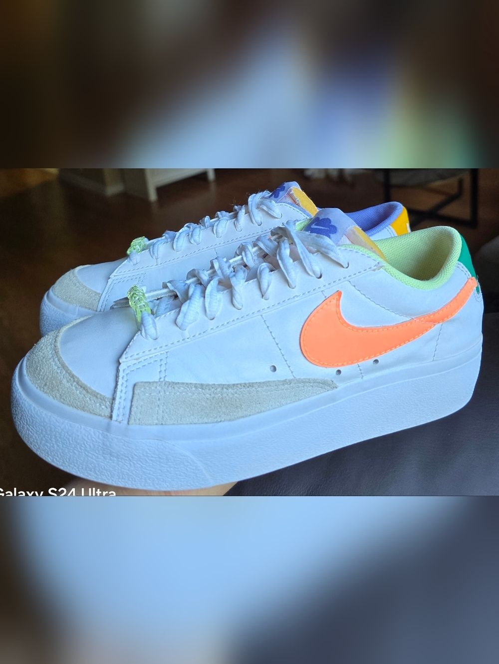 Sz 7 Women's NIKE BLAZER LOW  PLATFORM 'Peach Cream Light Thistle'